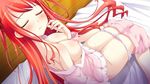  16:9 1girl bed blush breasts censored eyes_closed game_cg hinomiya_ayari ko~cha long_hair nipples panties pussy red_hair underwear white_panties witch&#039;s_garden witch's_garden 