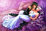  artist_name bad_id bad_pixiv_id bare_shoulders bed bishoujo_senshi_sailor_moon black_gloves choker cloveras crescent double_bun dress earrings elbow_gloves facial_mark forehead_mark frilled_pillow frills gloves green_dress green_hair hand_on_another's_cheek hand_on_another's_face jewelry long_dress long_hair lying meiou_setsuna multiple_girls pillow pink_eyes pink_hair princess_pluto queen_serenity red_eyes strapless strapless_dress very_long_hair white_dress yuri 