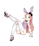  animal_ears blue_eyes bluerancel bow bowtie bunny_ears bunnysuit detached_collar garter_straps genderswap genderswap_(mtf) high_heels long_hair namine_ritsu red_hair solo thighhighs utau wrist_cuffs 