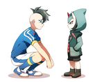  bad_id bad_pixiv_id blue_eyes brown_hair crossover fudou_akio hands_in_pockets height_difference horns inazuma_eleven inazuma_eleven_(series) inazuma_eleven_go inazuma_eleven_go_galaxy inazuma_japan male_focus mio_(jian_wei) multicolored_hair multiple_boys red_eyes rodan_gasugusu simple_background soccer_uniform sportswear squatting standing time_paradox two-tone_hair white_background white_hair 