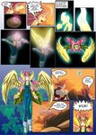  clothed clothing comic dialog english_text feline female fluttershy_(mlp) friendship_is_magic hair human humanized mammal manticore mauroz multi-colored_hair my_little_pony princess_luna_(mlp) rarity_(mlp) shield tears text tiara transformation twilight_sparkle_(mlp) wings wounded 