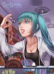  2013 aqua_eyes aqua_hair artist_name breasts candy character_name cleavage dated food hatsune_miku highres lollipop long_hair medium_breasts solo tongue twintails vocaloid wei_ji 