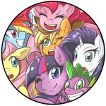  alpha_channel applejack_(mlp) badge blonde_hair blue_eyes blush cat_eyes cowboy_hat dragon equine eyes_closed fangs female fluttershy_(mlp) friendship_is_magic green_eyes group hair hat horn horse jinzhan looking_at_viewer mammal multi-colored_hair my_little_pony one_eye_closed pegasus pink_hair pinkie_pie_(mlp) plain_background pony purple_eyes purple_hair rainbow_dash_(mlp) rainbow_hair rarity_(mlp) slit_pupils spike_(mlp) transparent_background twilight_sparkle_(mlp) unicorn wings wink 