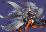  braids dress gray_hair ng4 orange_eyes original sword weapon wings 