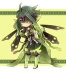  1girl artist_request cleavage_cutout dress female gradient_hair green_eyes green_hair long_hair multicolored_hair number personification pokemon pokemon_(game) pokemon_xy ribbon scales shooting-star solo very_long_hair zygarde 