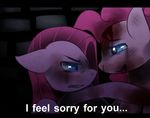  blood blue_eyes crying duality duo english_text equine female friendship_is_magic hair horse mammal my_little_pony ninjahermit pink_hair pinkamena_(mlp) pinkie_pie_(mlp) pony self_ponidox semi-grimdark square_crossover subtitled tears text 
