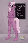  abuse anthro anthrofied bowl breasts bruises cheerilee_(mlp) cutie_mark english_text equine female food friendship_is_magic fur green_eyes hair horse mammal my_little_pony nude pony purple_fur pussy smudge_proof solo text two_tone_hair verbal_abuse weight_loss 
