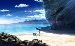  animal beach bokuden clouds dog hat landscape original scenic sky summer water 