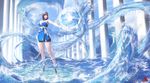  blue blue_eyes brown_hair choker gloves hyulla_(nightmadness) necklace original short_hair water 