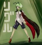  ankle_socks antennae bad_id bad_pixiv_id breasts cape character_name flats from_behind green_eyes green_hair looking_back puffy_sleeves short_hair shorts small_breasts smile so-ma solo tiptoes touhou wriggle_nightbug 