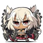  akaneya bad_id bad_pixiv_id blonde_hair chibi glasses kantai_collection looking_at_viewer lowres machinery musashi_(kantai_collection) navel pointy_hair red_eyes sarashi solo turret 