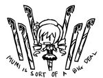  chibi greyscale gun invader magical_musket mahou_shoujo_madoka_magica monochrome solo tomoe_mami weapon 