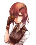  bracelet brown_eyes brown_hair eyepatch gloves jewelry original short_hair solo steampunk upper_body window1228 