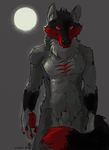  anthro balls canine gairne gairne_(character) looking_at_viewer male mammal penis penis_tip red_eyes sheath solo standing wolf 