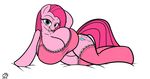  anthro badgerben big_breasts blue_eyes bra breasts cleavage clothed clothing cutie_mark equine female friendship_is_magic fur hair horse huge_breasts hyper hyper_breasts looking_at_viewer mammal my_little_pony pink_fur pink_hair pinkamena_(mlp) pinkie_pie_(mlp) pony smile solo ultragamer89 underwear 