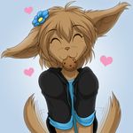  &lt;3 ^_^ basitin big_ears blush brown_fur brown_hair clothed clothing cookie cute daisy_(flower) eyes_closed feline female flower fur hair happy hoodie hybrid lagomorph madelyn_adelaide mammal plain_background shirt short_hair smile tailwag tom_fischbach twokinds 