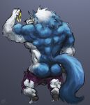 back_turned butt canine capcom clothing darkstalkers jon_talbain male mammal mooning pants pants_down solo teasing undressing video_games were werewolf 