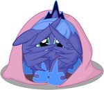  arvaus blanket blue_eyes blue_fur blue_hair blush crown equine female feral friendship_is_magic fur hair horn horse long_hair looking_at_viewer mammal my_little_pony plain_background pony princess_luna_(mlp) royalty shy smile solo transparent_background winged_unicorn wings young 