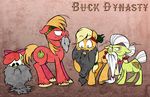  apple_bloom_(mlp) applejack_(mlp) bandanna beard big_macintosh_(mlp) blonde_hair bow bunnimation crossover cub cutie_mark duck_dynasty english_text equine facial_hair female feral freckles friendship_is_magic fur granny_smith_(mlp) green_eyes group hair horse long_hair looking_at_viewer male mammal my_little_pony orange_fur pony red_fur red_hair text white_hair young 