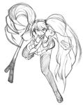  commentary_request detached_sleeves greyscale hatsune_miku keshin long_hair monochrome necktie sketch skirt solo thighhighs twintails very_long_hair vocaloid zettai_ryouiki 