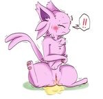  blush eeveelution embarrassed espeon female feral forked_tail hindpaw nintendo pawpads paws peeing plain_background pok&#233;mon pok&eacute;mon pussy sweat tears unknown_artist urine video_games wet white_background 