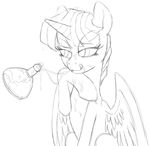  black_and_white cum cum_on_face drinking equine female feral friendship_is_magic hair half-closed_eyes horn horse mammal messy monochrome my_little_pony pony sketch solo stradivarius suggestive tongue twilight_sparkle_(mlp) winged_unicorn wings 