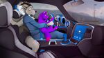  &lt;3 2013 anthro canine car cute duo female feral fur highway lycangel purple_fur sitting smile vehicle wolf 
