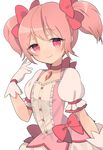  bad_id bad_pixiv_id bow choker gloves kaname_madoka looking_at_viewer magical_girl mahou_shoujo_madoka_magica pink_eyes pink_hair short_hair smile solo transparent_background uttao white_gloves 