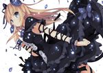  blonde_hair blue_eyes blush dress flower frills hair_flower hair_ornament long_hair original ribbon samegami smile solo wrist_ribbon wristband 