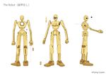  character_sheet clenched_hand english monaka_(siromona) no_humans robot simple_background solo standing the_girl_and_the_robot the_robot_(gnr) translation_request white_background 