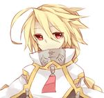  ahoge blazblue blonde_hair cape lambda-11 lowres red_eyes yuya_(oshidori) 