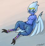  2013 anklet avian blue_sclera blue_skin breasts female harpy looking_at_viewer nipples purple_nipples pussy shantae shantae_(series) slit_pupils spread_legs spreading tiara wings 