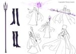  cape character_sheet crossed_arms dress english hat high_heels long_hair monaka_(siromona) open_mouth polearm purple simple_background solo staff the_evil_queen_(gnr) the_girl_and_the_robot trident weapon white_background 