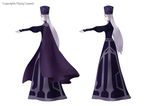  cape dress english hat long_hair monaka_(siromona) outstretched_arm simple_background standing the_evil_queen_(gnr) the_girl_and_the_robot white_background 