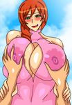  areolae breasts fire_tiger green_eyes huge_breasts large_breasts milf orange_hair pubic_hair wide_hips 