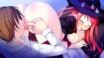  16:9 1boy 1girl 69 anus arima_yousuke blush breasts brown_hair censored cum cunnilingus eyes_closed game_cg hat hinomiya_ayari ko~cha long_hair oral penis pussy red_hair thighhighs witch&#039;s_garden witch's_garden witch_hat 