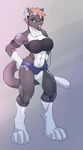  blue_eyes clothed clothing edit feline female mammal muscles muscular_female panther pose simple_background sock_the_fennec solo standing 