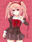  chomado hair_ribbon hairband long_hair original personification pink_hair programming ribbon ruby-tan ruby_(language) school_uniform skirt twintails 