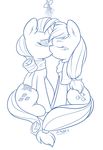  ambris applejack_(mlp) blush ditting duo equine eyes_closed eyeshadow female freckles friendship_is_magic hair horn horse kissing lesbian makeup mammal mistletoe monochrome my_little_pony plain_background pony rarity_(mlp) scarf sitting unicorn white_background 