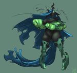  anthro anthrofied atryl big_breasts breasts changeling crown dialog english_text equine fangs female friendship_is_magic green_eyes green_hair hair horn horse long_hair mammal my_little_pony nipples open_mouth pony pussy queen_chrysalis_(mlp) solo text 