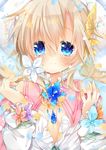  blonde_hair blue_eyes blush crying flower hair_ornament kazato_fuuchi long_hair looking_at_viewer original solo tears 