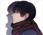  1boy black_hair kyoukai_no_kanata nase_hiroomi profile scarf shadow short_hair solo tekla white_background 