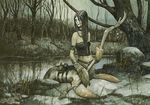  larry_macdougall magic_the_gathering magic_user polearm river selkie staff tree 