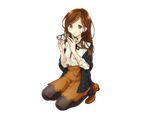  brown_eyes brown_hair glasses long_hair masami05071541 original pantyhose ribbons skirt transparent 