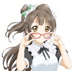  bad_id bad_pixiv_id bespectacled blush bow brown_eyes brown_hair glasses hair_bow long_hair looking_at_viewer love_live! love_live!_school_idol_project maid minami_kotori nnaoki smile solo 
