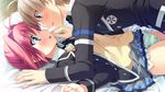  blue_eyes game_cg himemiya_yurika hulotte ikegami_akane imouto_no_okage_de_mote_sugite_yabai panties red_hair seifuku short_hair striped_panties tie underwear 