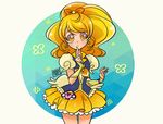  blonde_hair cnove cure_honey earrings happinesscharge_precure! jewelry long_hair magical_girl oomori_yuuko orange_skirt precure puffy_sleeves skirt solo wide_ponytail wrist_cuffs yellow_eyes yellow_skirt 