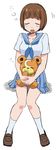  blue_skirt brown_hair crossover gen_2_pokemon kill_la_kill mankanshoku_mako pokemon pokemon_(creature) sabamiso_(waruagaki) school_uniform serafuku short_hair sitting skirt sleeping sleeping_upright teddiursa 