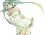  bad_id bad_pixiv_id bo9 bridal_gauntlets detached_sleeves green_eyes green_hair hand_on_own_chest hatsune_miku highres long_hair solo thighhighs twintails very_long_hair vocaloid white_background 