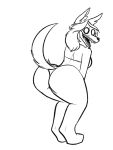  2019 2d_animation animated anthro bikini black_and_white butt canine clothing digital_media_(artwork) female fur hair keadonger long_hair looking_at_viewer looking_back mammal monochrome monster open_mouth scp-1471 scp_foundation skull solo swimsuit twerking 